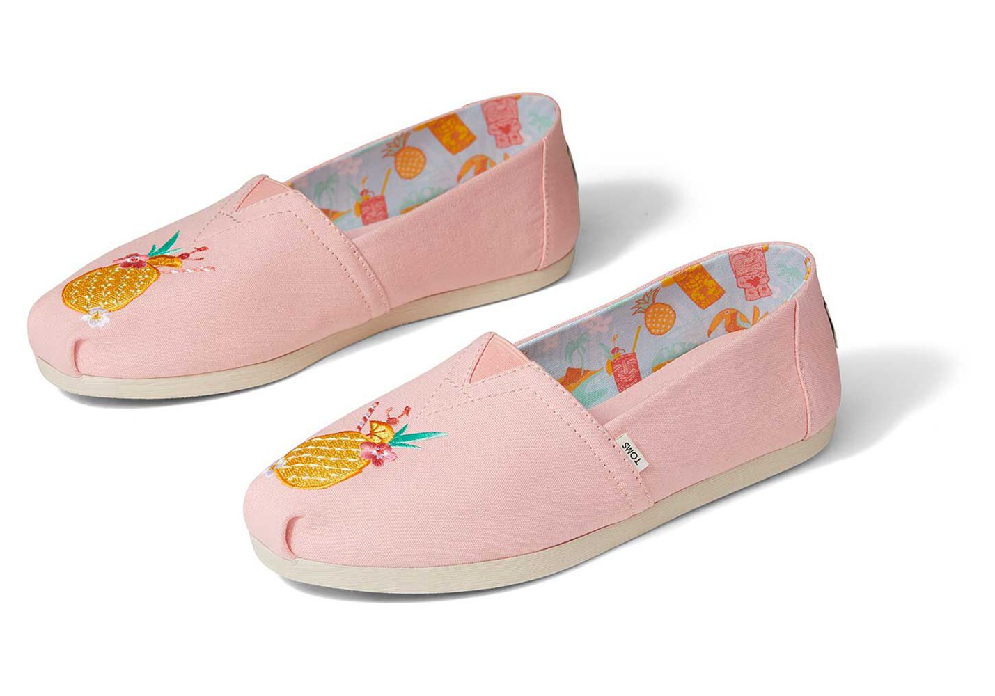 Toms Alpargata Embroidered Pineapple Espadrille Pink - Womens - 46835-SDXJ